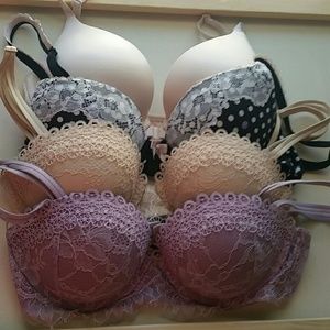 Victoria's Secret 4 Multi Lace Bra Bundle 32C Lot